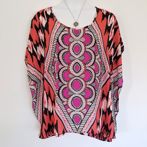 Pure Energy Tops - Pure Energy Mandala Kimono Sleeve Poncho Tunic 3X
